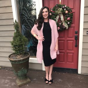 LBD (Little Black Dress) with Pink Scarf